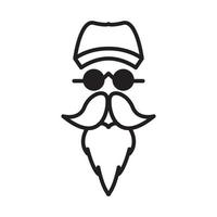 cartoon hoofd man met baard en zonnebril lijnen logo vector symbool pictogram illustratie ontwerp