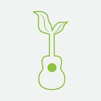 groene gitaar blad logo ontwerp lijn moderne vector