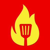 vuur geel met spatel logo ontwerp vector pictogram symbool illustratie