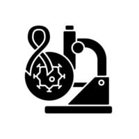 kanker klinische proeven zwart glyph-pictogram. ontwikkeling in de behandeling van kanker. medische oncologie. verbetering van de uitkomst voor tumorpatiënten. silhouet symbool op witte ruimte. vector geïsoleerde illustratie