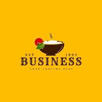 eenvoudig luxe rijstkom-logo voor eetstalletjes of restaurants vector