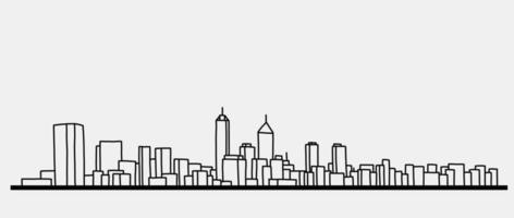 moderne stadsgezicht skyline overzicht doodle tekening op witte achtergrond. vector