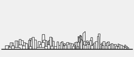 moderne stadsgezicht skyline overzicht doodle tekening op witte achtergrond. vector