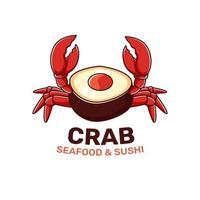 visrestaurant logo sjabloon met krab vector