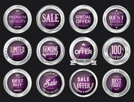 Luxe premium zilveren insignes en labels vector