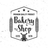 bakkerij. vector. concept voor badge, shirt, label, stempel of tee. typografieontwerp met windmolen, tekst, silhouet van tarweoren. sjabloon voor restaurantidentiteitsobjecten, verpakkingen en menu vector