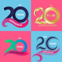 set 20e verjaardag teken en logo viering symbool vector