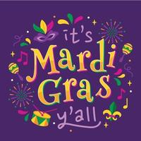 het is mardi gras, jullie typografie vector