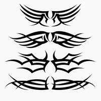 Patronen van tribal tattoo set. concept in gotisch met vleugel en vlieg
