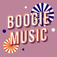 boogie muziek vintage 3D-vector belettering. retro vet lettertype, lettertype. popart gestileerde tekst. brieven in oude schoolstijl. 90s, 80s poster, banner, t-shirt typografieontwerp. lila kleur achtergrond vector