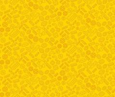 pasta noedels vector naadloze patroon. macaroni lineaire pictogrammen gele achtergrond. traditionele italiaanse pasta soorten oranje textuur. restaurant, keukentextiel, behang, inpakpapierontwerp