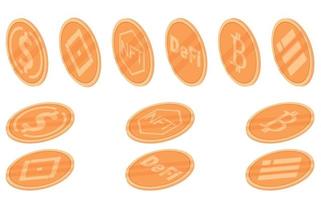 set pictogrammen voor internetgeld. cryptocurrency-symbool en muntafbeelding voor gebruik in een beveiligd webproject voor digitale valuta. isometrisch. vector illustratie