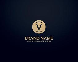 creatief en minimaal zwart goud kleur v letter logo vector