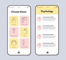 persoonlijke ontwikkeling smartphone interface vector sjabloon. mobiele app pagina kleur ontwerp lay-out. relatie psychologie scherm. lineaire ui voor toepassing. gezonde levensstijl telefoon display