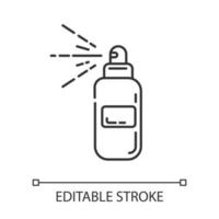 body spray lineaire pictogram. ontharen, harsen nazorg hydraterend product. natuurlijke, biologische huidverzorging. dunne lijn illustratie. contour symbool. vector geïsoleerde overzichtstekening. bewerkbare streek