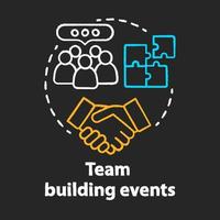 teambuilding evenement krijt concept icoon. idee voor zakelijke samenwerkingsactiviteiten. teamwork en succesvolle samenwerking. medewerking van de medewerkers. vector geïsoleerde schoolbordillustratie