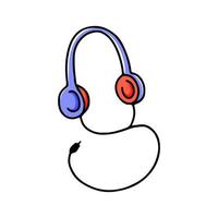 hand getekende hoofdtelefoon icoon met draad. vector handgetekende illustratie voor podcast, uitzending in doodle-stijl
