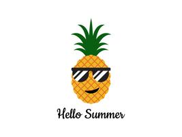 Vectorillustratie van ananas met glazen - Hello-de zomerconcept vector