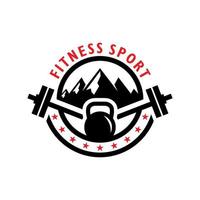 fitness sport vintage inspiratie logo in de bergen vector