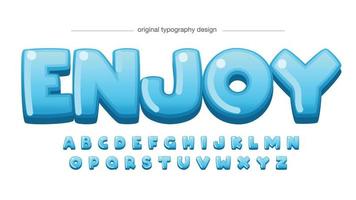 blauwe afgeronde bubbel glanzende cartoon typografie vector