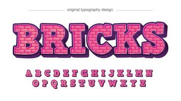 roze muur bakstenen patroon plaat cartoon typografie vector