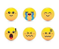 reeks emotionele reacties. gele emoji's met gezichtsuitdrukkingen. vector emoticon set.