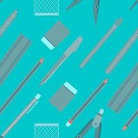 patroon naadloze set van onderwijs met liniaal pen potlood gum rubber circus. vector illustratie eps10