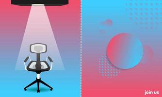 abstracte kleurrijke stijl. we huren en nieuwe banen teamleden. een stoel voor kandidaat. doe met ons mee. vector illustratie eps10