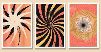 set van retro abstracte swirl vormen posters. hedendaagse minimalistische kunst aan de muur collectie. platte vectorillustratie voor t-shirt afdrukken, briefkaart, omslagontwerp vector