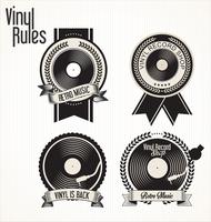 retro vinyl records badges vector