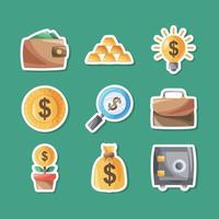 financiële geletterdheid doodle sticker collectie vector