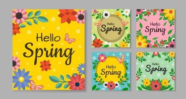 sjabloon voor sociale media met lentebloemen vector