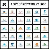 een set restaurantlogo's, een set voedsellogo's vector