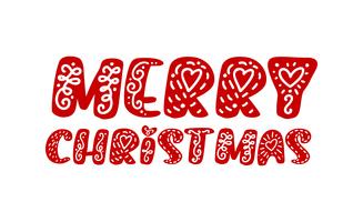 Merry Christmas hand getrokken belettering tekst. Vector illustratie Xmas kalligrafie op witte achtergrond. Geïsoleerd kalligrafisch element voor banner, briefkaart, wenskaart van het posterontwerp