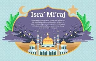 isra miraj islamitische herdenkingsviering moskee achtergrond vector