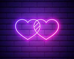 helder hart. Neon bord. retro neon hart teken op paarse achtergrond. ontwerpelement voor gelukkige valentijnsdag. klaar voor uw ontwerp, wenskaart, banner. vector illustratie