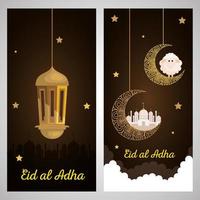 kaarten, eid al adha mubarak, gelukkig offerfeest, met decoratie vector