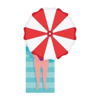 schattige mollige vrouw looien, met paraplu op witte achtergrond vector