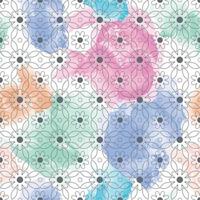 naadloos vectorpatroon met geometrische vormen op een gekleurde achtergrond. trendy bloemenpatroon in een halftoonstijl. vector