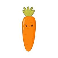 schattige kawaii wortel met blij gezicht. kleurrijke wortel in cartoon stijl geïsoleerd op een witte achtergrond. vector illustratie
