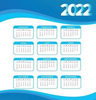 kalender 2022 maanden gelukkig nieuwjaar abstract ontwerp vectorillustratie wit en blauw vector