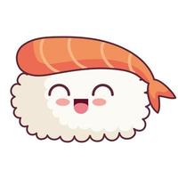 sushi met garnalen kawaii vector