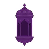 ramadan kareem lantaarn paars hangend, paarse lantaarn hangend op witte achtergrond vector