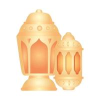 ramadan kareem lantaarns, gouden lantaarns op witte achtergrond vector