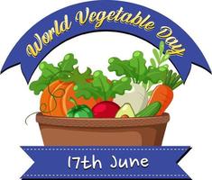 wereld groentedag banner met groenten en fruitmand vector