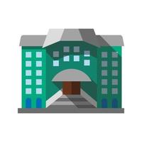 hostel, hotel plat ontwerp lange schaduw kleur icoon. bibliotheek, museum. vector silhouet illustratie