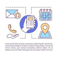 neem contact met ons op concept lineaire afbeelding. informatie Centrum. infocentrum. callcenter. hotline. artikel, brochure, tijdschriftpagina-indeling. dunne lijnpictogrammen met tekstvakken. vector geïsoleerde overzichtstekening