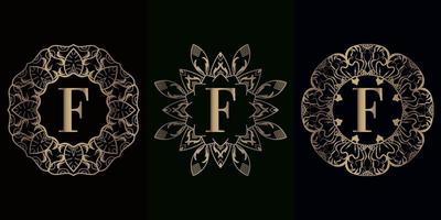 verzameling logo initial f met luxe mandala-ornament of bloem vector