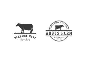 premium vlees angus farm label vector