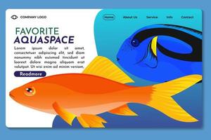 landingspagina of webpagina-ontwerpsjablonen voor dierenwinkel, aquaspace, vis en betta-vis. handgetekende vectorillustratieconcepten voor website en mobiele websiteontwikkeling. vector